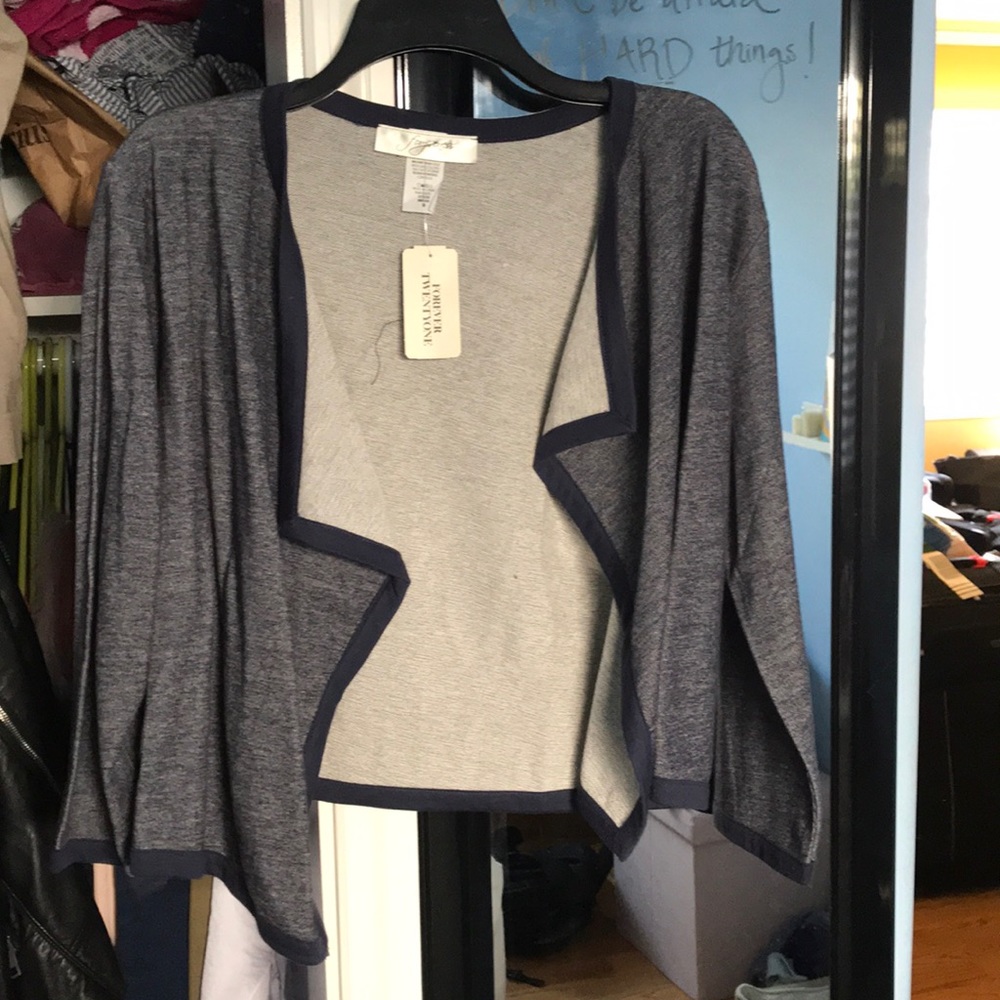 Navy open sweater